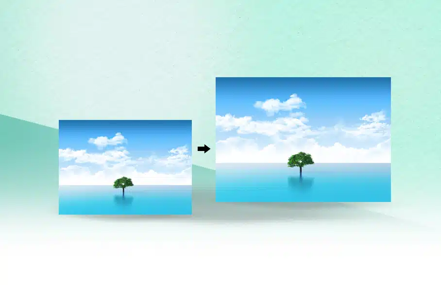 השוואה בין תמונה מקורית לגרסה מורחבת שלה.